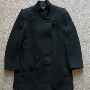 Vintage Larry Levine Bergdorf Goodman Wool Double Breasted Stand Collar Coat M/L
